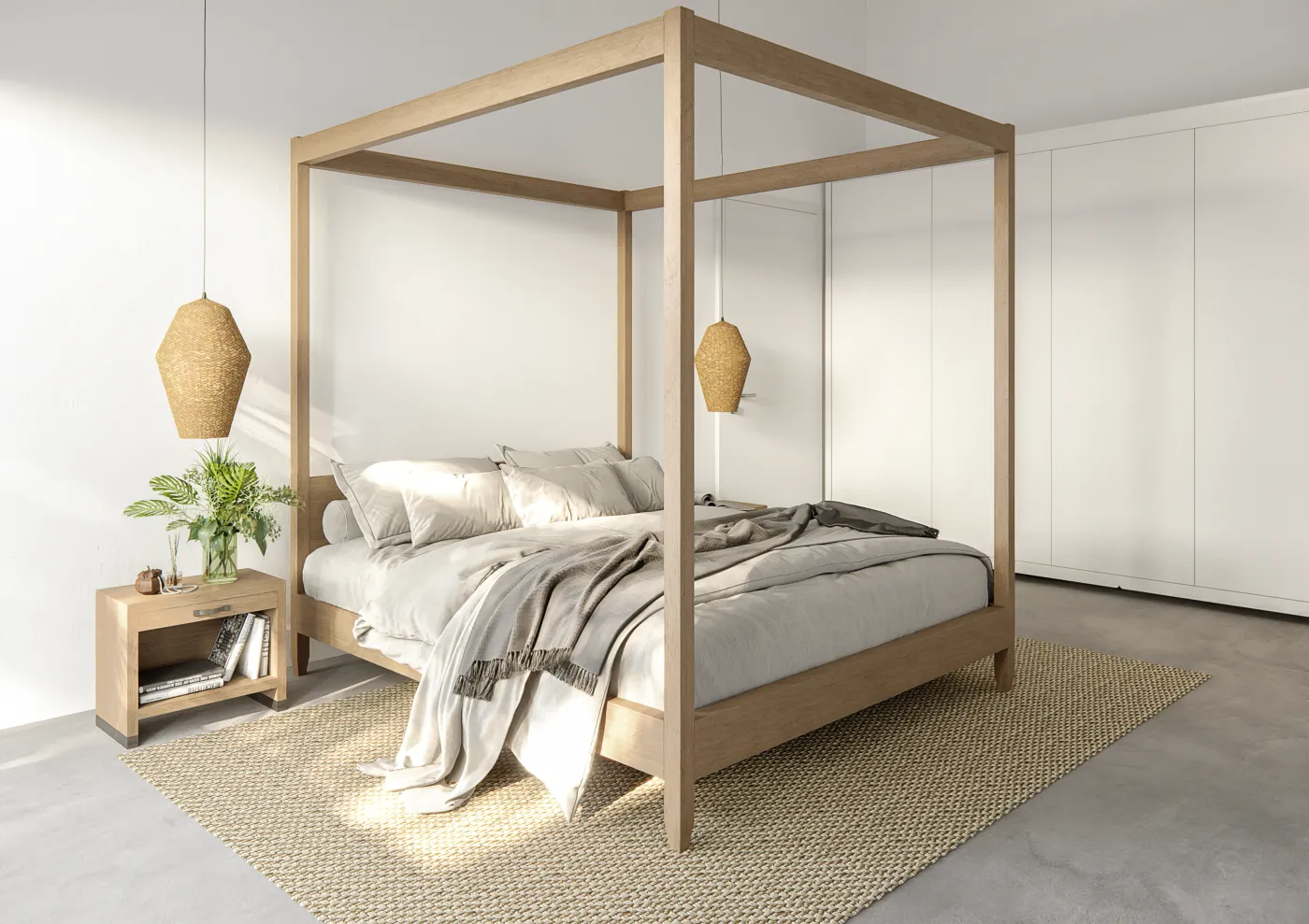 Mawella Beach Bungalows - bedroom interior with canopy bed