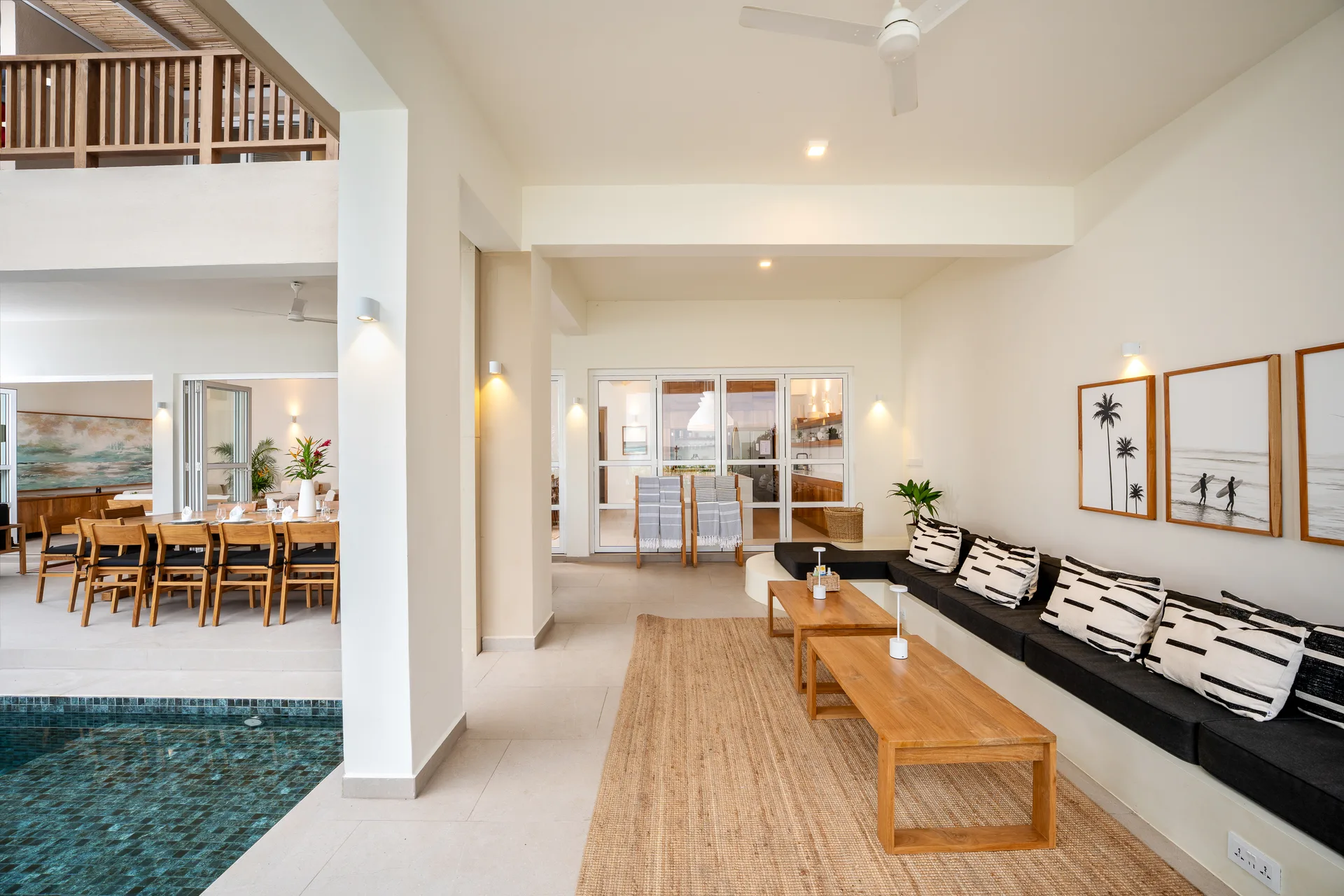 Thalpe Beach House - lounge terrace overlooking the pool