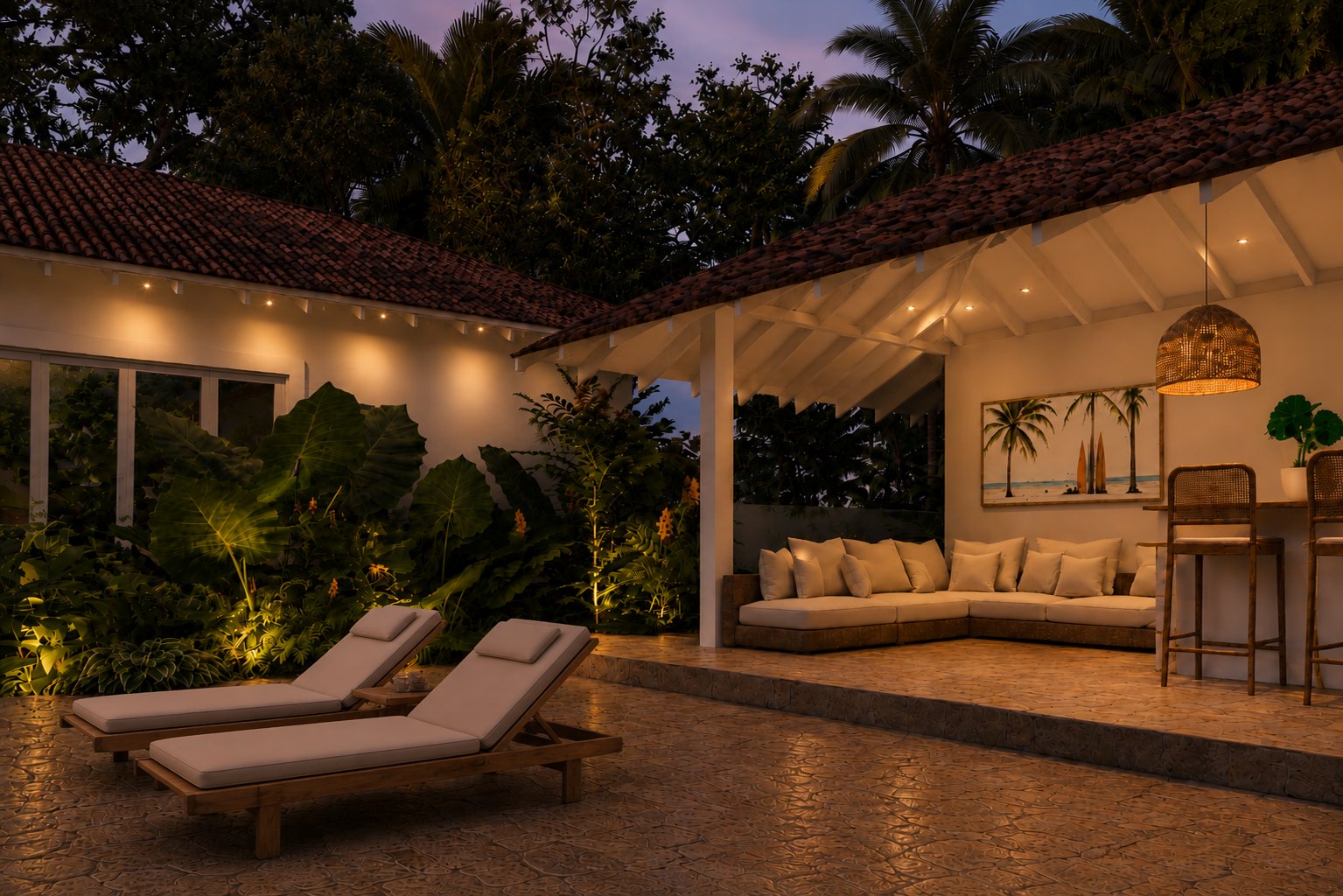 Coconut Grove villa at dusk - Mihiripenna, Thalpe